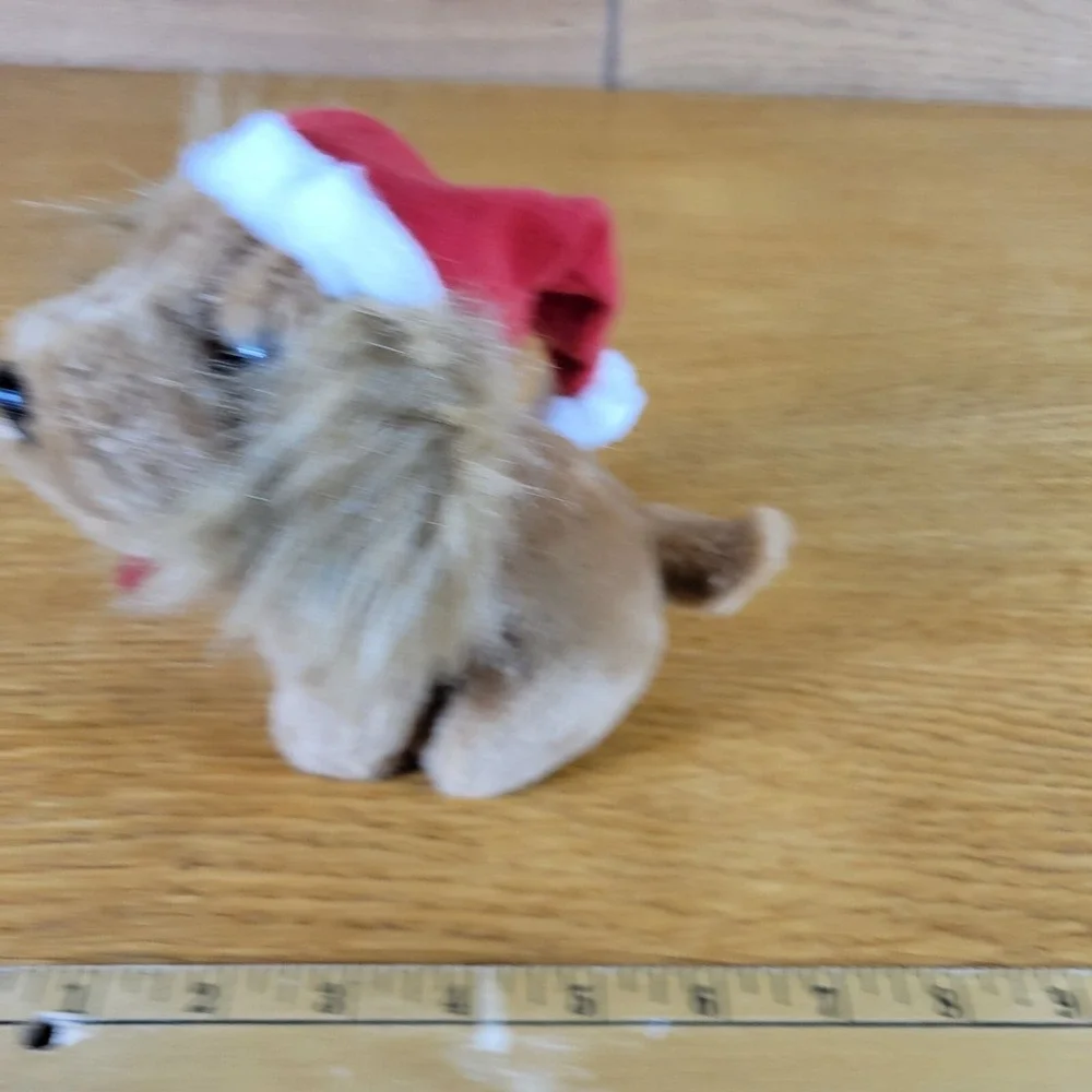 Vtg 1987 Isotoner Cocker Spaniel Christmas Plush Puppy Dog Santa Hat Toy 6